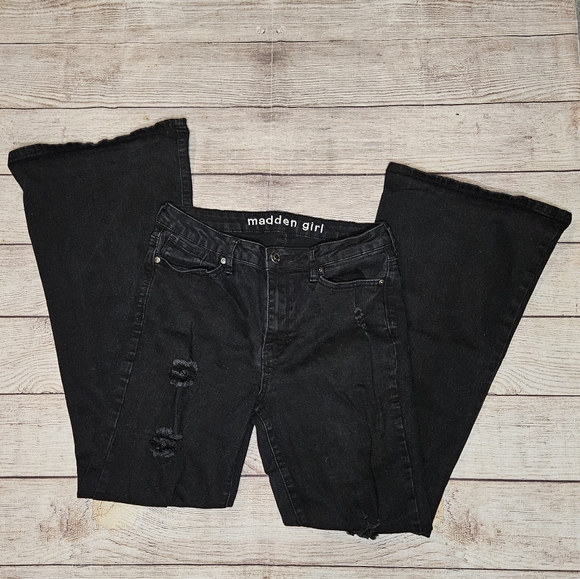 Madden Girl Jeans Madden Girl Black Flare Bell Bottom Distressed Jeans Poshmark